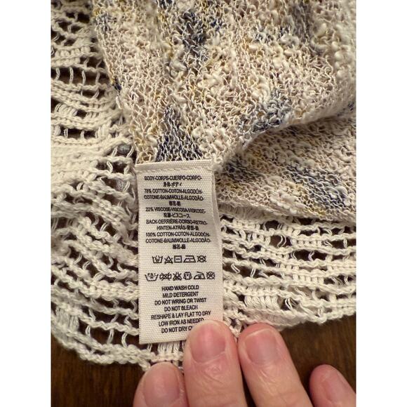 Free People Women's Crochet Floral Print Short Sleeve Boho Pullover Blouse Small - Picture 4 of 6